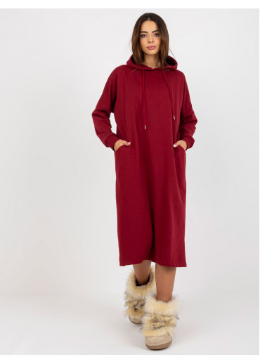 Bordovo červená mikinové šaty