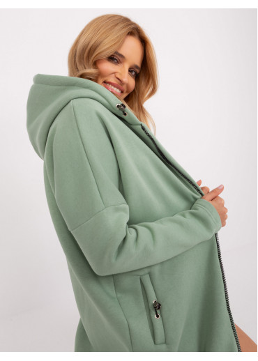 Svetlozelená predĺžená mikina