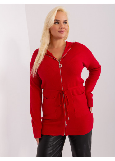 Červený sveter s kapucňou