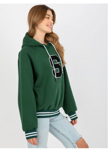 Tmavozelená mikina s kapucňou