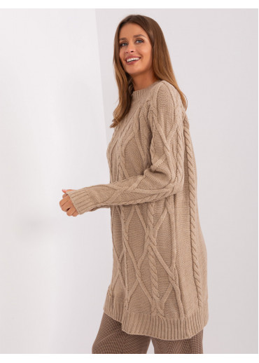 Béžovo hnedý predĺžený sveter