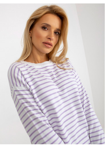 Fialový pruhovaný pulóver