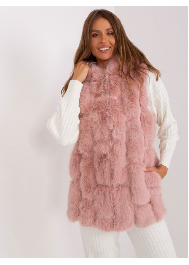 Púdrovo ružová kožušinová vesta
