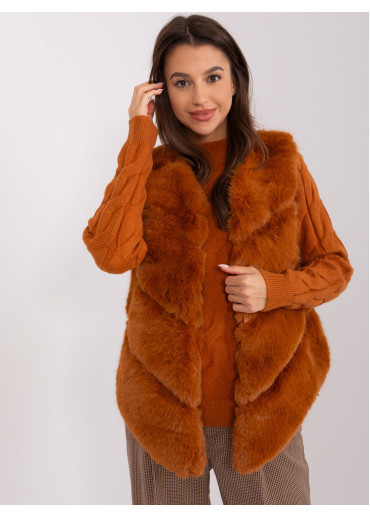 Karamelovo hnedá kožušinová vesta