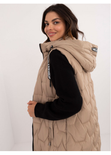 Béžovo hnedá prešívaná vesta bez rukávov