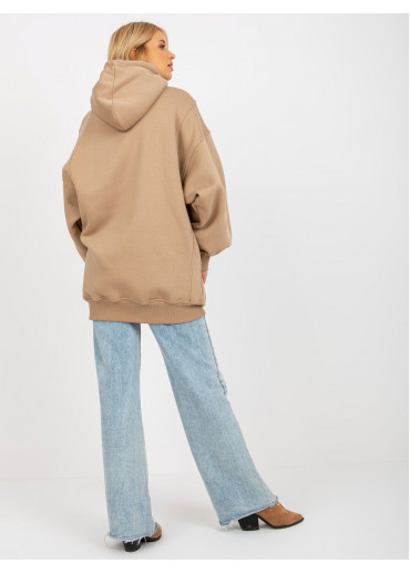 Béžovo hnedá predĺžená mikina