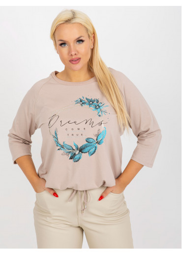 Béžovo hnedé tričko s potlačou