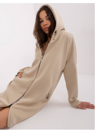 Béžovo hnedá predĺžená mikina