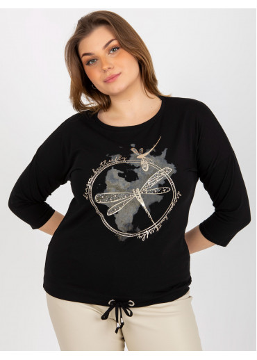 Čierne tričko s potlačou vážka