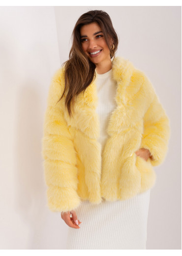 Vanilkovo žltá kožušinová bunda
