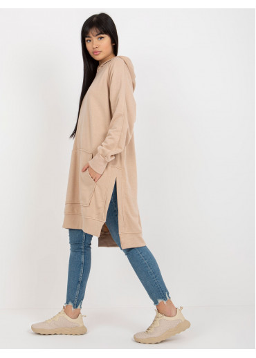 Béžovo hnedá dlhá mikina