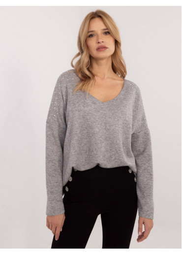 Sivý dámsky sveter s aplikáciou