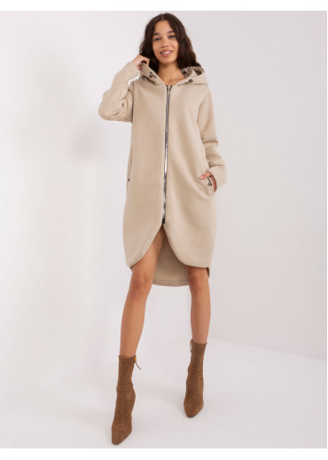 Béžovo hnedá predĺžená mikina