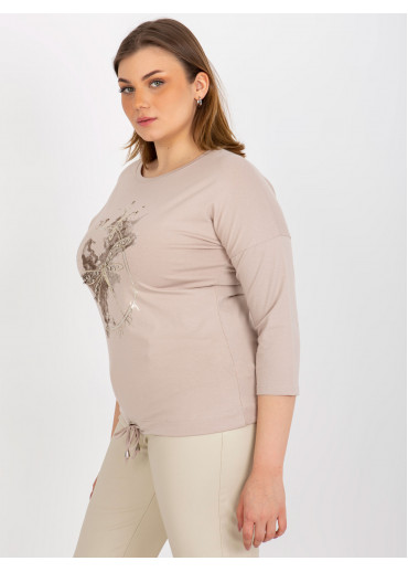 Béžovo hnedé tričko s potlačou vážka