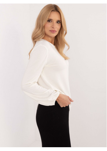 Smotanovo biele dámske tričko s dlhým rukávom