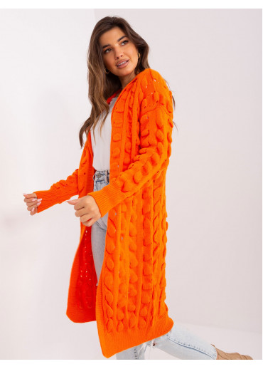 Oranžový kardigán s kapucňou