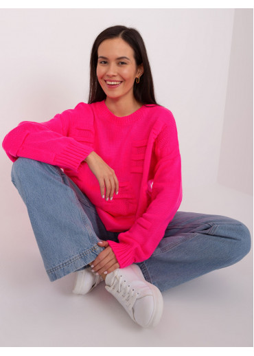 Neónovo ružový oversize sveter