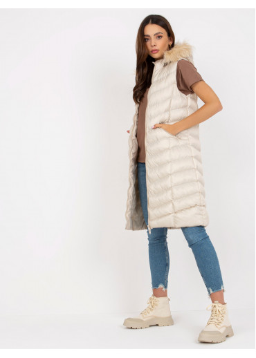 Béžovo hnedá prešívaná vesta