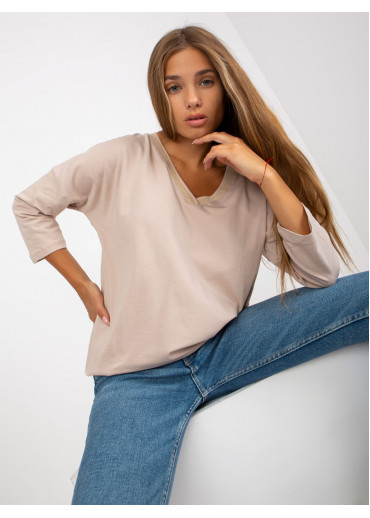Béžovo hnedé tričko s 3/4 rukávom