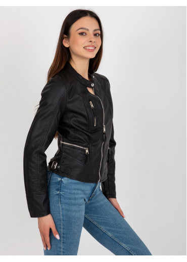 Čierna koženková bunda