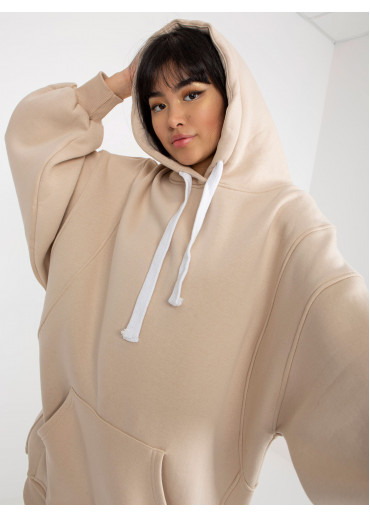 Béžovo hnedá predĺžená mikina