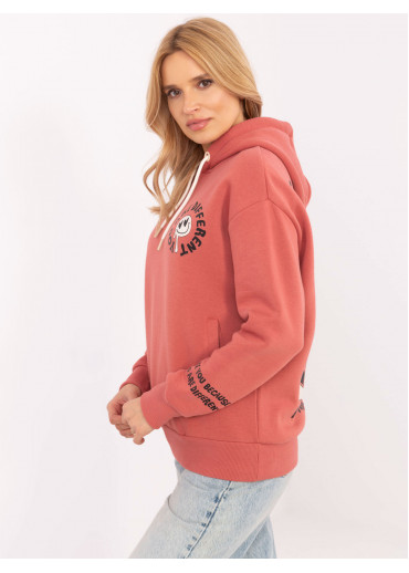 Koralovo ružová dámska mikina s potlačou