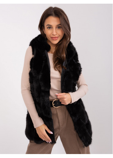 Čierna kožušinová vesta