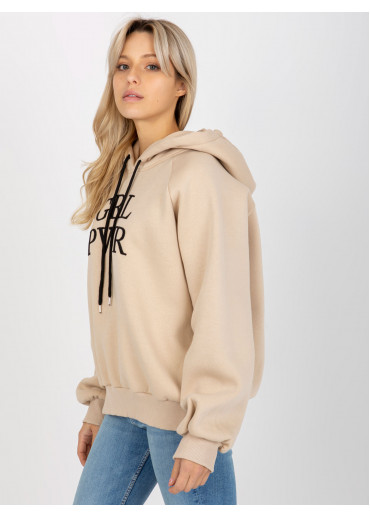 Béžovo hnedá oteplená mikina s kapucňou