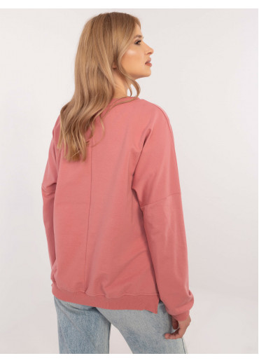 Tmavopúdrovo ružová dámska mikina s potlačou