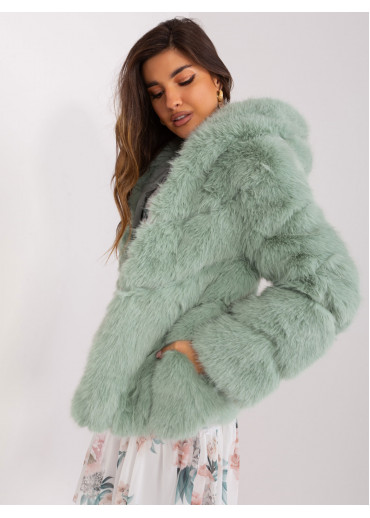 Svetlozelená kožušinová bunda