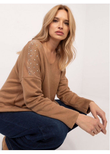 Hnedý dámsky sveter s aplikáciou