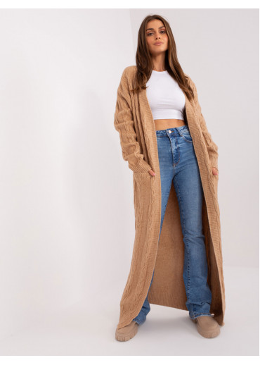 Kapučínovo hnedý dlhý kardigán