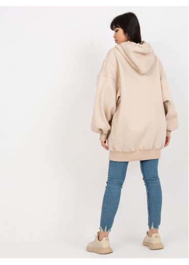 Béžovo hnedá predĺžená mikina