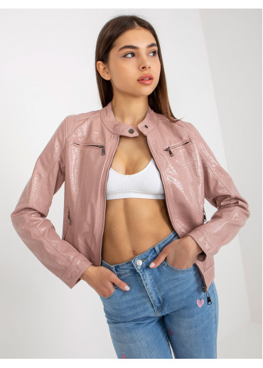 Púdrovo ružová koženková bunda
