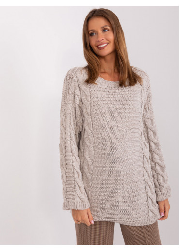 Béžovo hnedý pletený pulóver