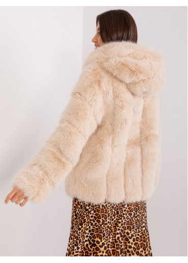 Béžovo hnedá kožušinová bunda