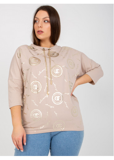 Béžovo hnedé tričko s potlačou