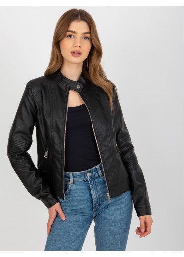 Čierna koženková bunda