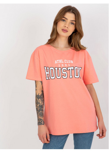 Broskyňovo ružové basic tričko s potlačou