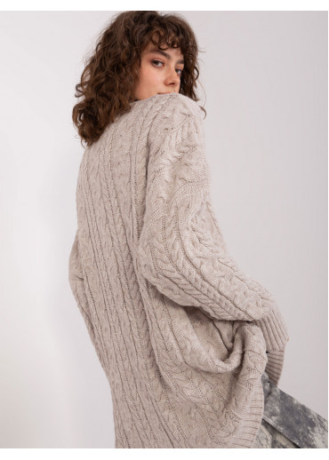 Béžovo hnedý predĺžený pulóver