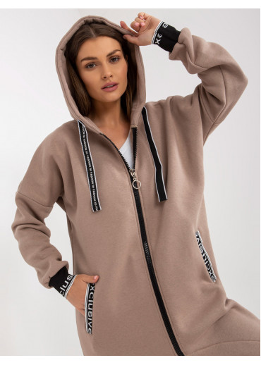 Béžovo hnedá asymetrická mikina