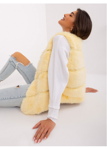 Vanilkovo žltá kožušinová vesta