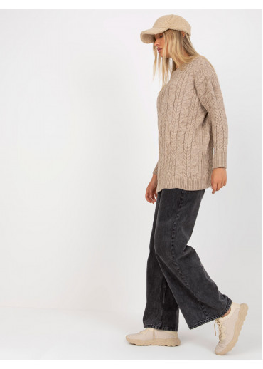 Béžovo hnedý predĺžený sveter