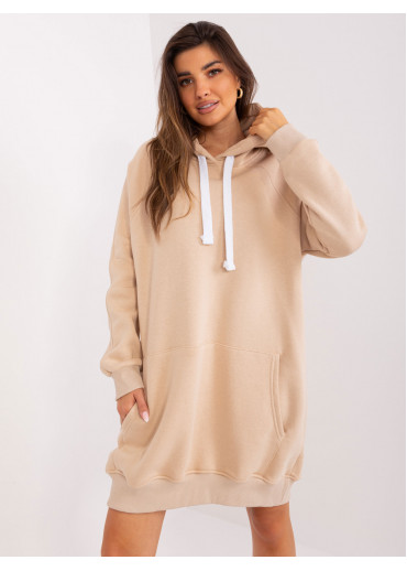 Béžovo hnedá predĺžená mikina