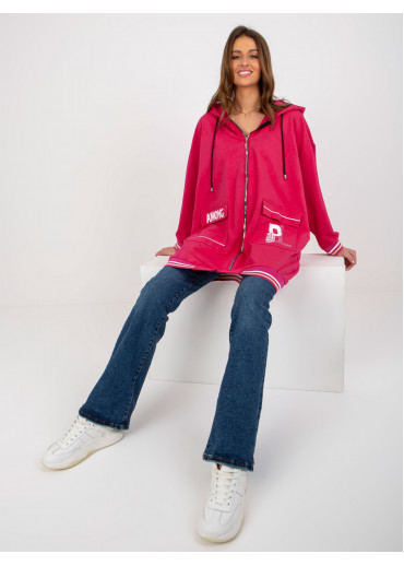 Fuchsiovo ružová predĺžená mikina