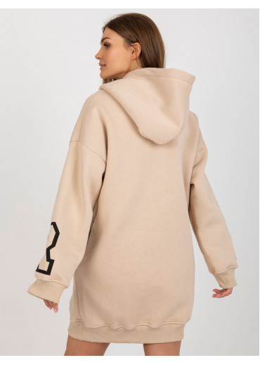 Béžovo hnedá predĺžená mikina