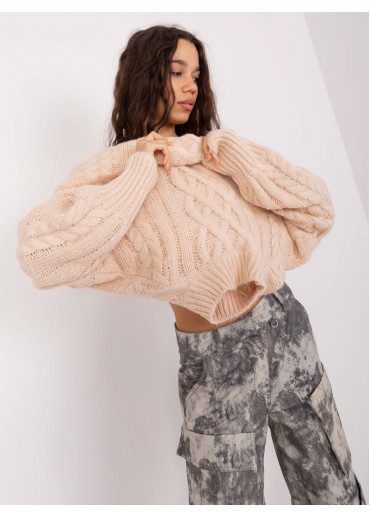 Béžovo hnedý pletený sveter