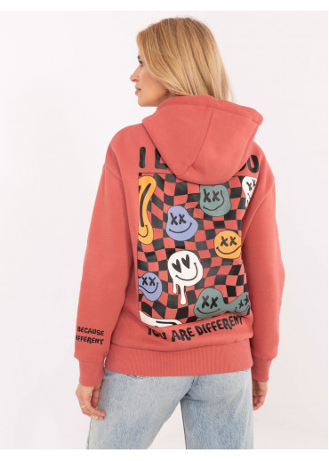 Koralovo ružová dámska mikina s potlačou