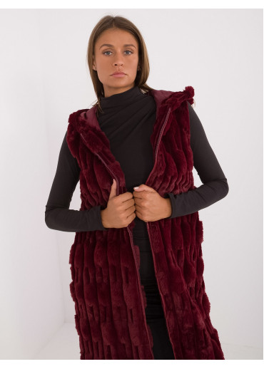 Bordovo červená dlhá vesta