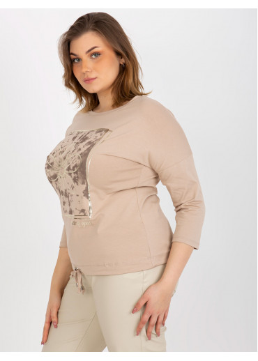 Béžovo hnedé tričko s potlačou